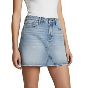 Black Orchid Paige Denim Mini Skirt Blue Cut Off Women Size 26 NWT